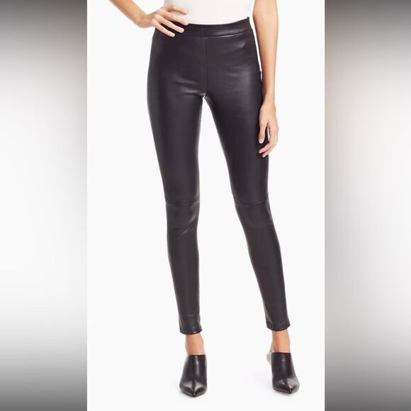 Theory Black  lamb Leather Leggings, US0 - Picture 3 of 13